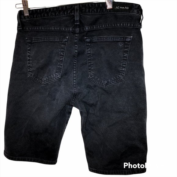 Alexa Chung AG Adriano Goldschmied black long jeans shorts EUC 28 - Picture 3 of 4